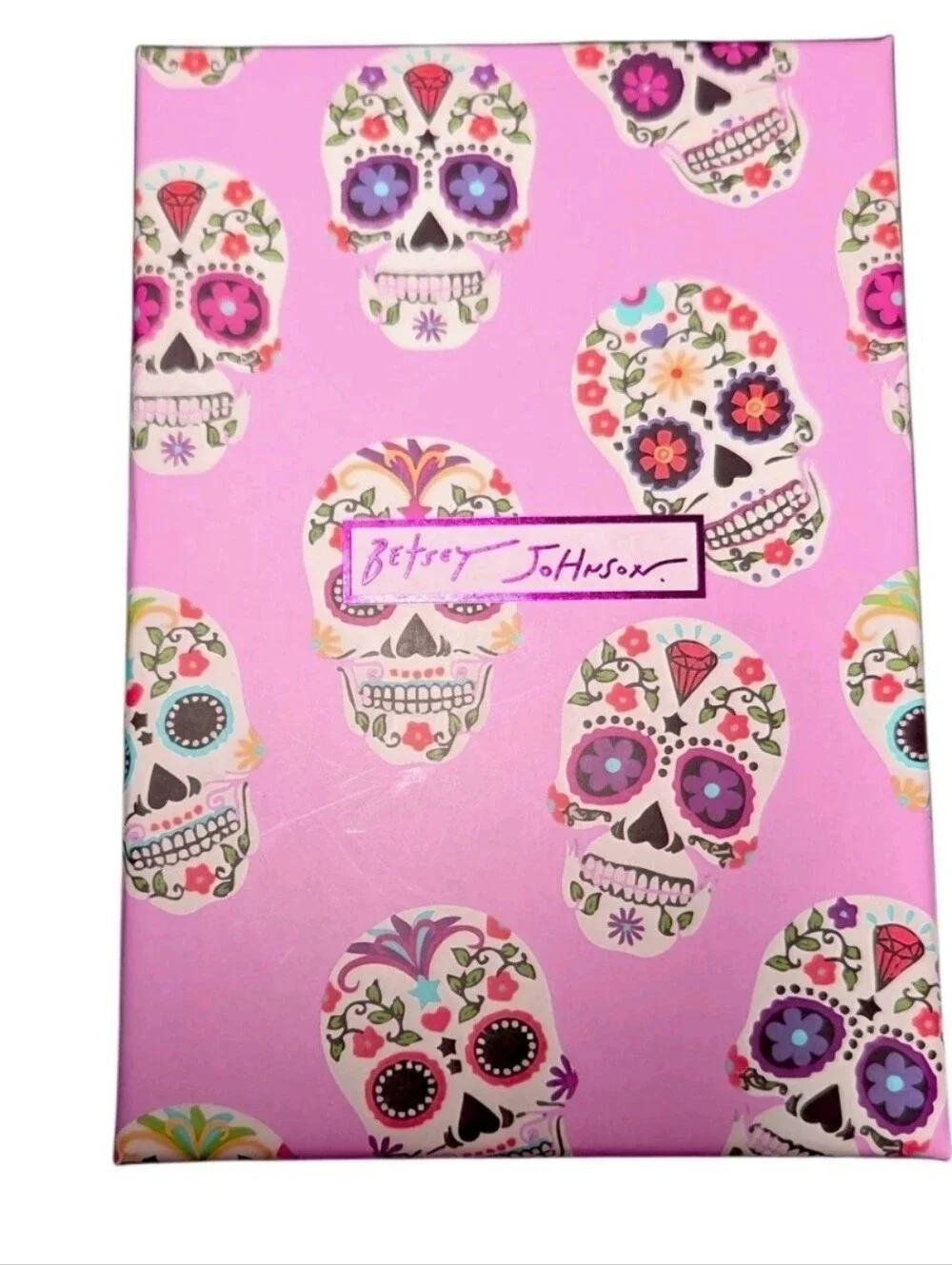 Betsey Johnson Halloween Jewel Encrusted Sugar Skull Keychain Bag Charm, NIB
